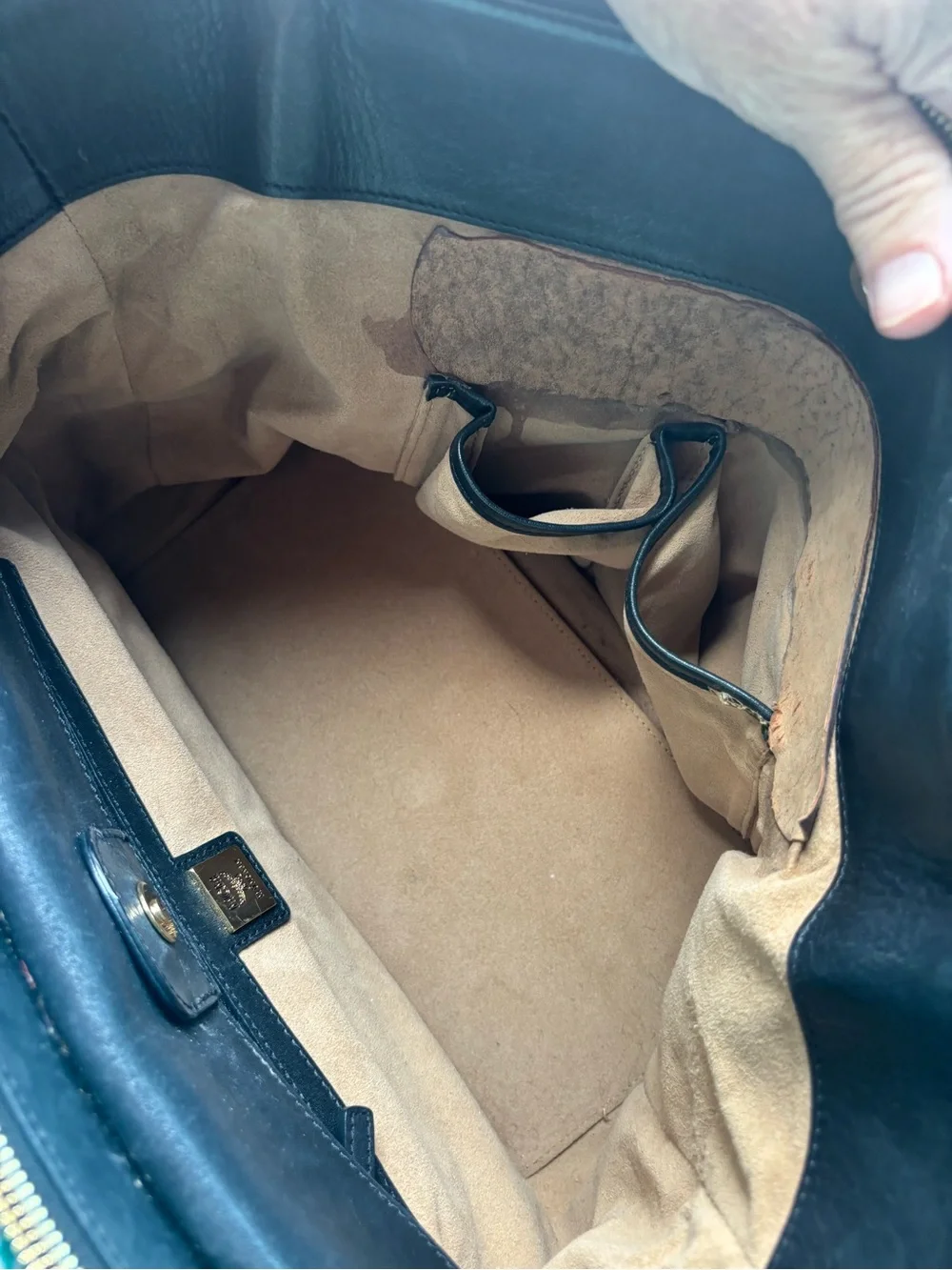 MCM Metallic Gold Visetos Kathy Double Zip Tote
